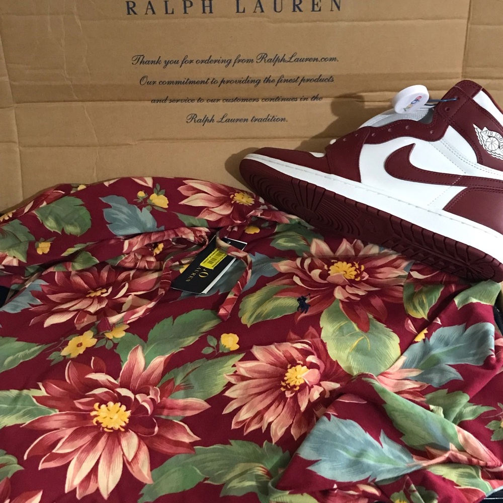 Polo Ralph Lauren Reddish Floral Hoodie T-Shirt Size Small